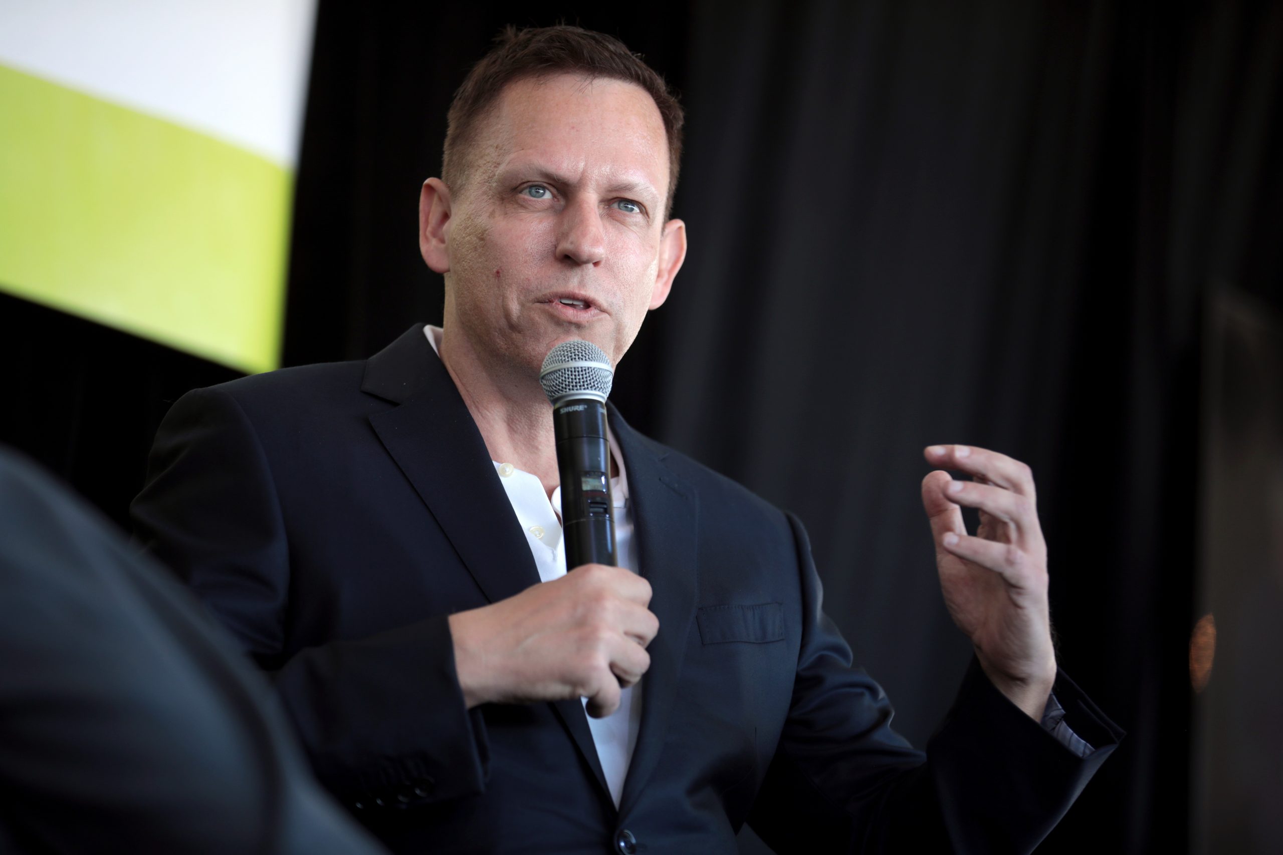 Peter Thiel speaking with attendees at the 2022 Converge Tech Summit at The Waste Management Phoenix Open at the Skybar at TPC Scottsdale in Scottsdale, Arizona. Photo by Gage Skidmore