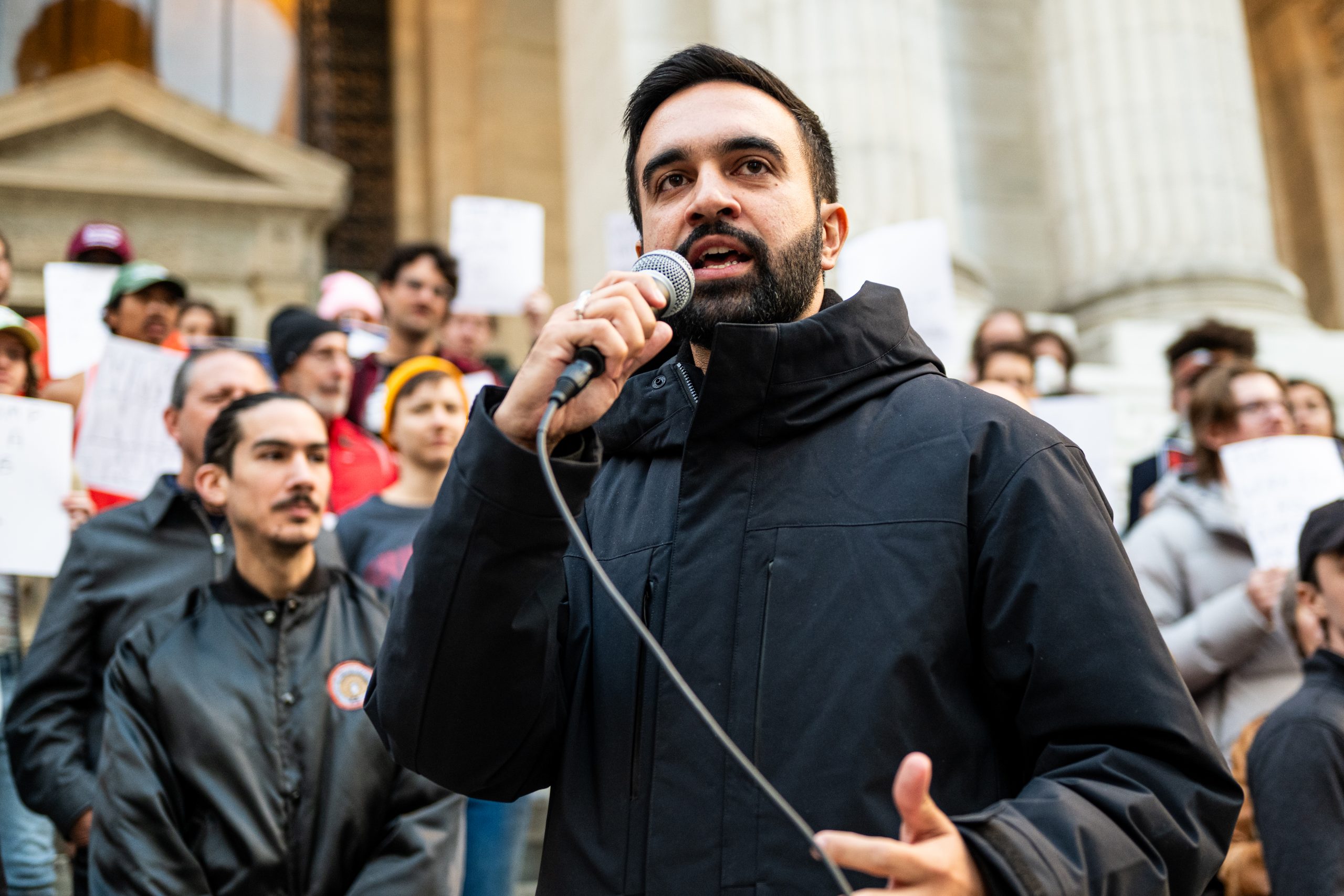 Zohran Mamdani at the Resist Fascism Rally in Bryant Park on Oct 27th 2024. Photo by Bingjiefu He