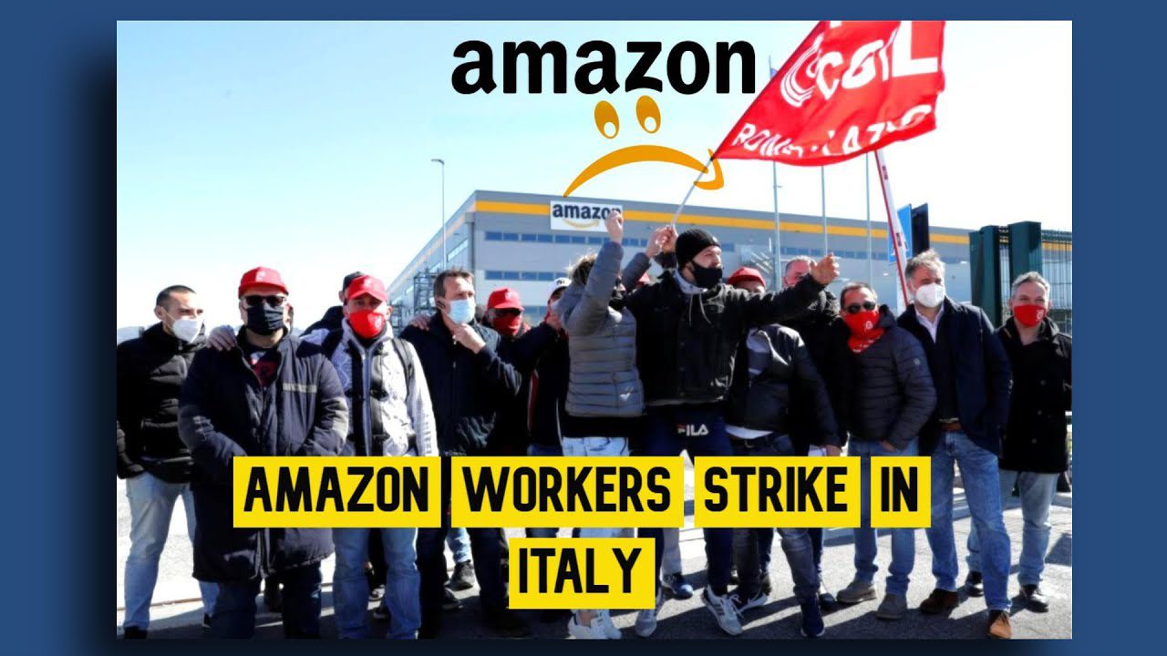 Nationwide protest by Amazon workers In Italy