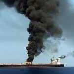 Image circulated by Iran's IRIB agency of burning Front Altair (Photo: IRIB news agency)