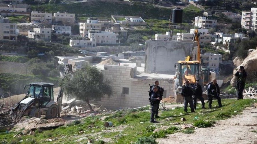 Palestinian nursery school, partially constructed home demolished in the occupied West Bank