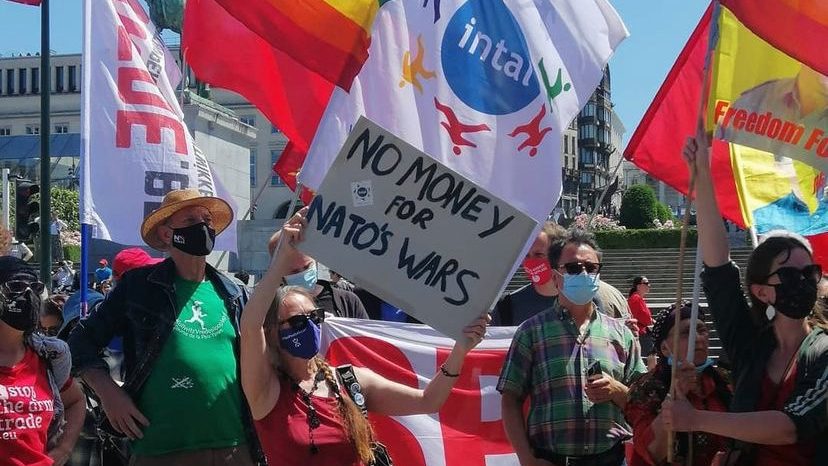Anti-imperialists protest the 2021 Brussels summit of NATO