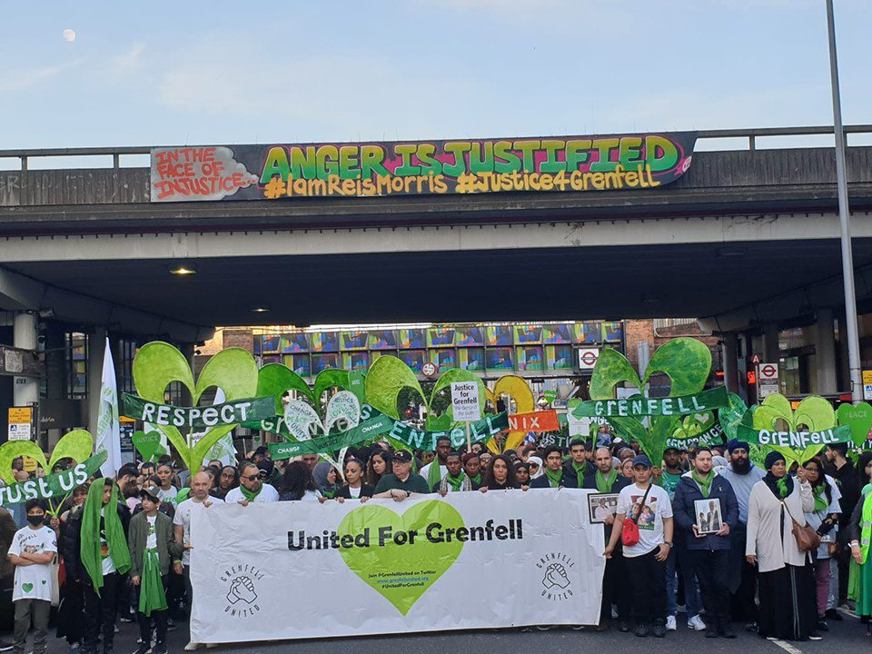 Thousands gather in west London to commemorate the victims of the Grenfell fire