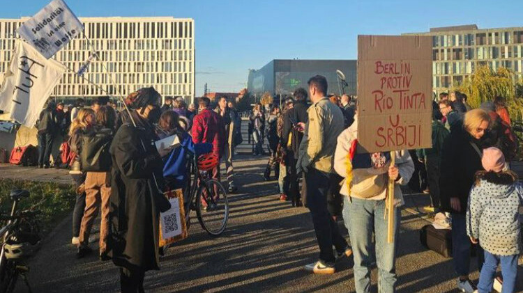 Berlin activists protest Rio Tinto’s Serbia lithium extraction plans
