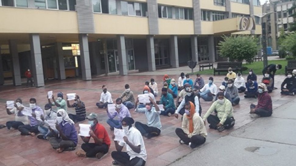 Indian construction workers in Serbia protest demanding salary, food and repatriation