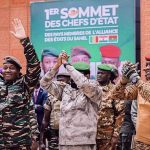 Heads of state of Burkina Faso, Niger and Mali at the First Summit of Alliance of Sahel States.