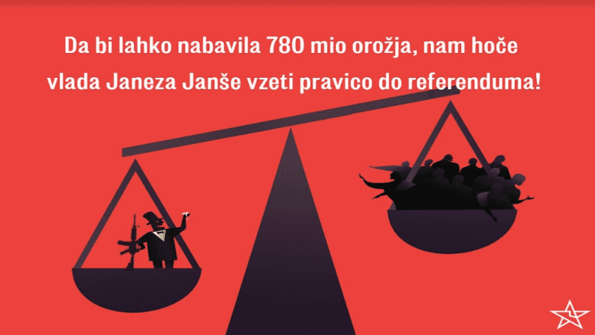 Slovenian left party Levica protests government’s refusal to hold referendum on military purchases