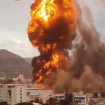 Flame and smoke after airstrike