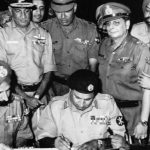 Signing of Pakistani Instrument of Surrender by Pakistan's Lt.Gen. A. A. K. Niazi to the Joint Commander of the Liberation Force Lt. Gen. Jagjit Singh Aurora in Dhaka on 16 Dec' 1971