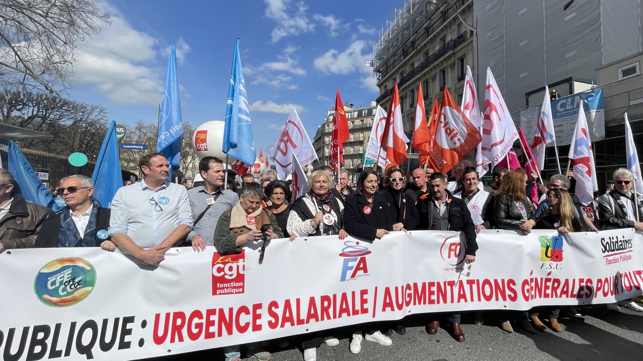French public sector employees protest cuts in state spending