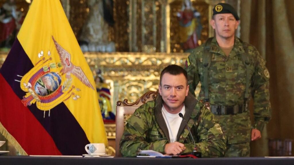 President Daniel Noboa at the Cabinet meeting in January