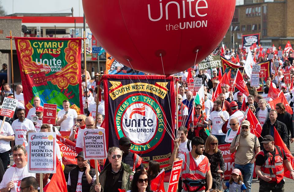 Honda workers march against decision to close plant in UK