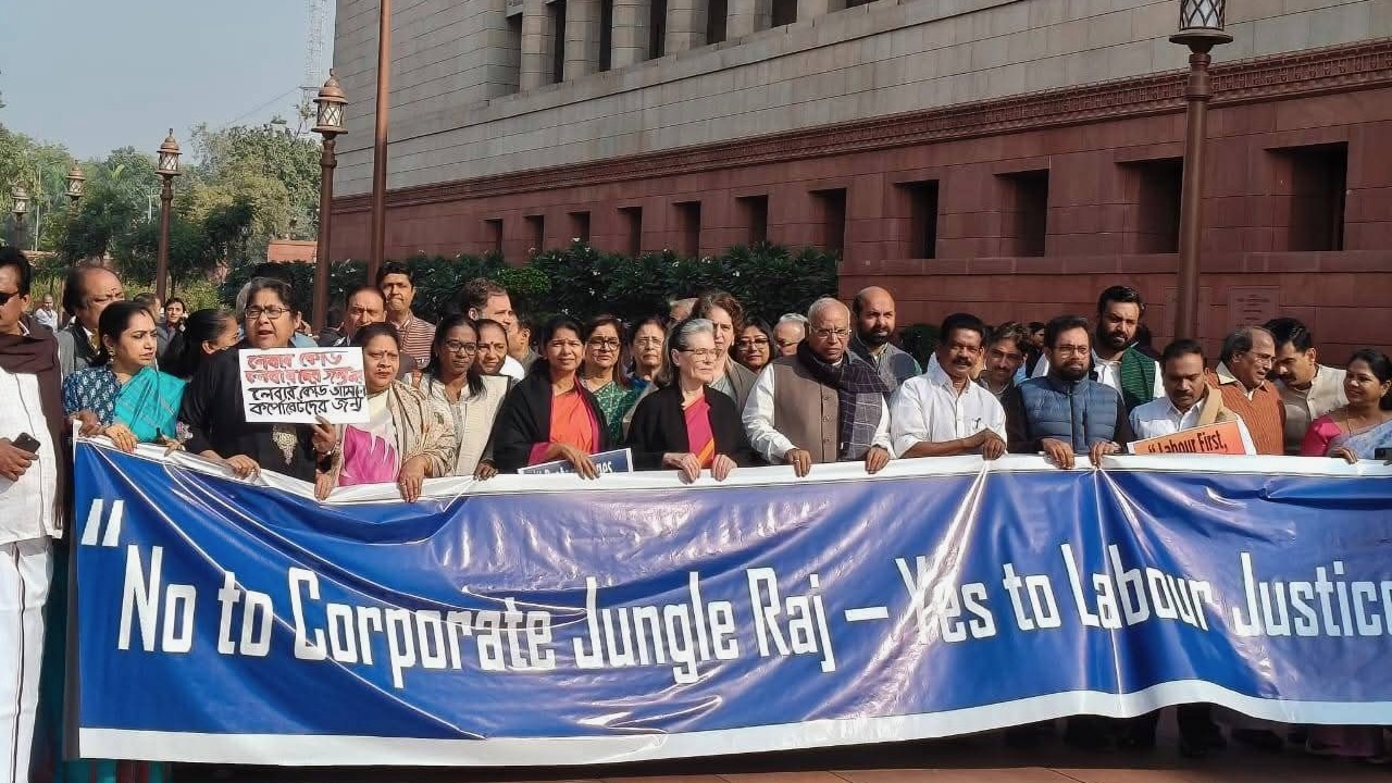 Opposition parties come together to protest "anti-labor" codes.