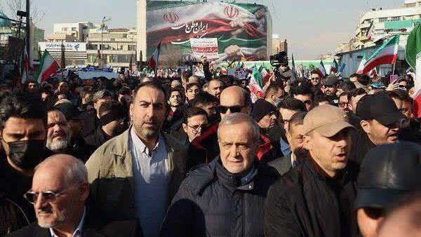 Iranian President Pezeshkian joins protests against US intervention