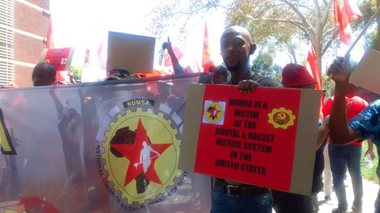 NUMSA marches to US Embassy in Pretoria to demand freedom for Mumia Abu-Jamal