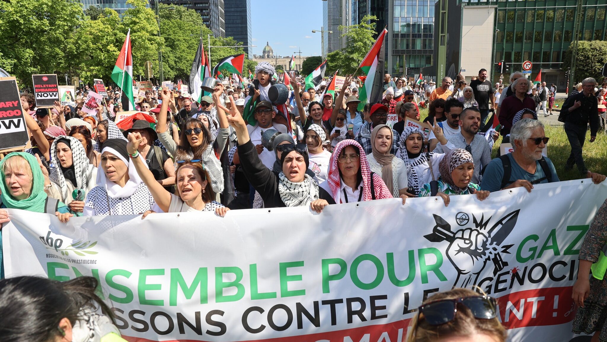 Tens of thousands rally in Brussels for arms embargo and ceasefire in Palestine