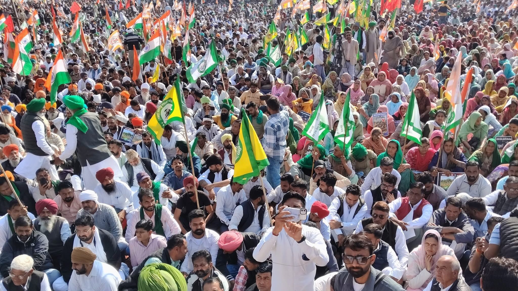 Farmers protest outside an ethanol plant site