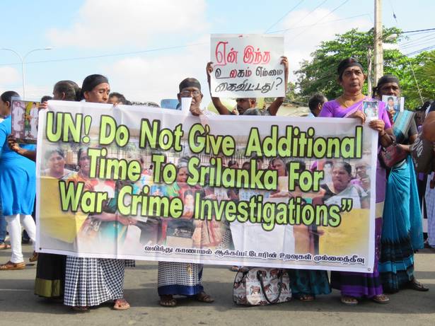 Protest in Sri Lanka urging the UN not to give more time to the Sri Lankan government for war crimes investigations