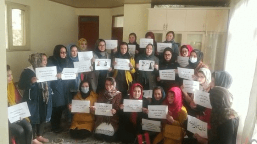 Afghan women protest continued denial of rights, extrajudicial killings 