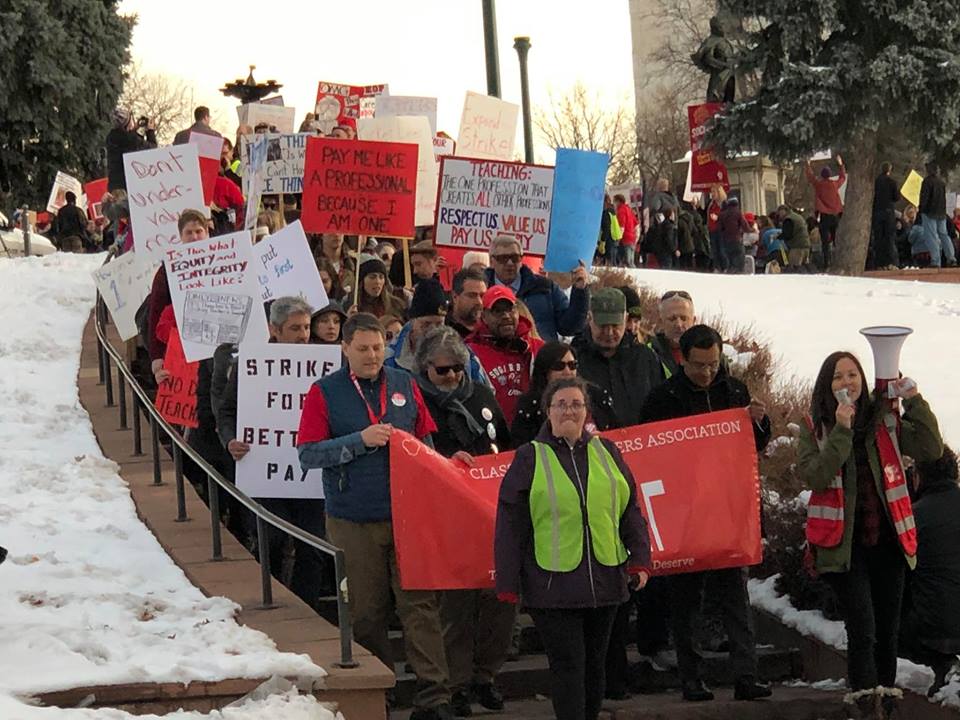 Ahead of planned strike, Denver teachers march seeking better pay