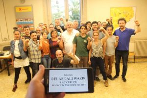 Solidarity protest in Argentina calling for release of Ali Wazir (Photo: Asian Marxist Review)
