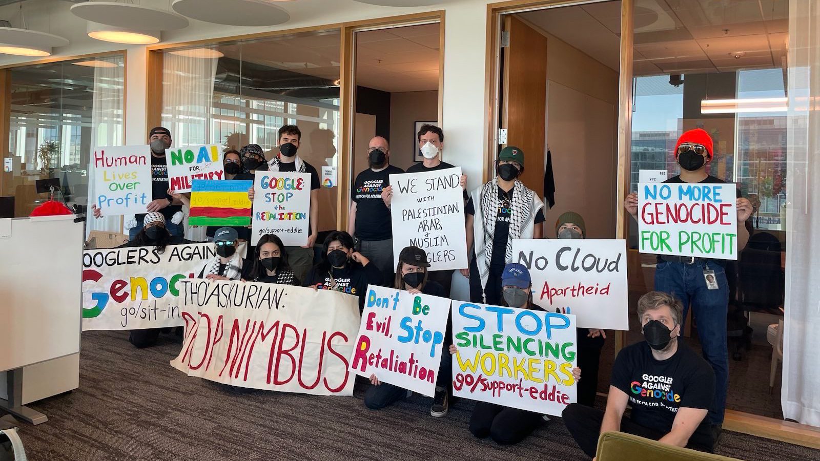 Google employees lead sit-ins protesting company’s complicity in genocide