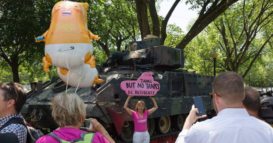 Activists protest militarization of 4th of July by Trump