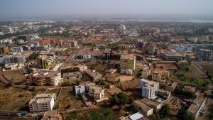 A view of the ACI 2000 neighborhood of Bamako, Mali with the Niger River in the background