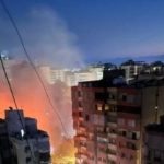 flames and smoke rise after Israeli strikes on Beirut