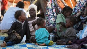 Displaced children and families from el-Fasher