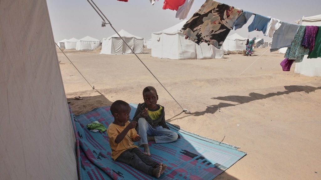 Displaced Sudanese children displaced at the El-Afadh camp in Al Dabbah, in Sudan's Northern State, in November, 2025.