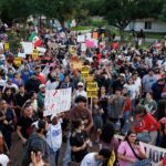 Large crowd gathers in protest in Houston