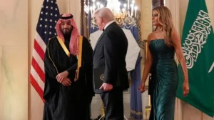 President Donald Trump, first lady Melania Trump and Saudi Arabia's Crown Prince Mohammed bin Salman